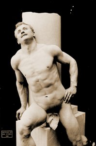 Eugen Sandow, in classical ancient Greco-Roman pose, c.1894